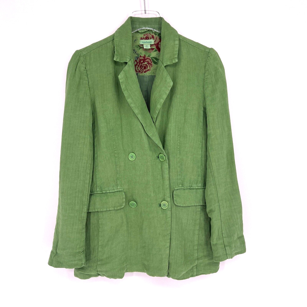Sundance Blazer Womens XS Linen‎ Green Oaklee Jacket Lightweight Career Boho